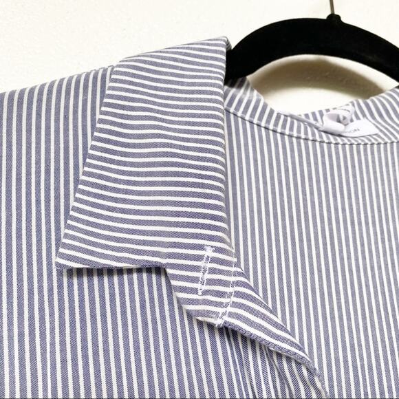 BCBGeneration Blue White Pinstripe Hi Low Top Size Small - Picture 7 of 8